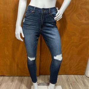 Blue Spice Juniors High Waist Skinny Jeans Size 5 Blue Ripped Denim Stretch